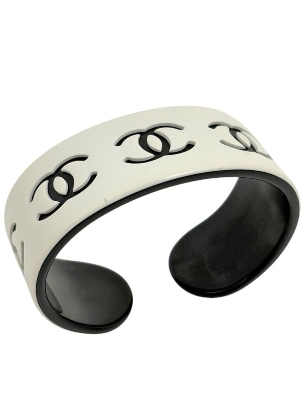 Chanel Bangle CC Logo Plastic White Bracelet